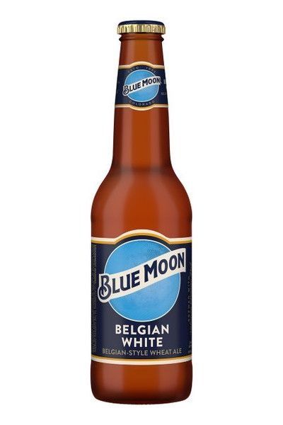 A bottle of Blue Moon beer.