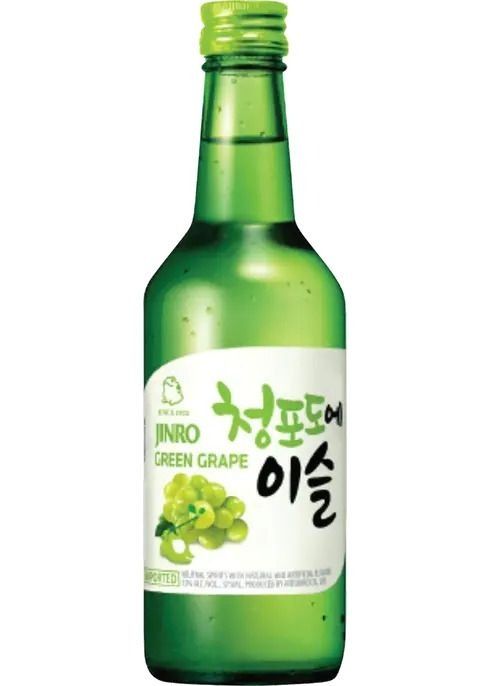 A bottle of green grape-flavored soju.