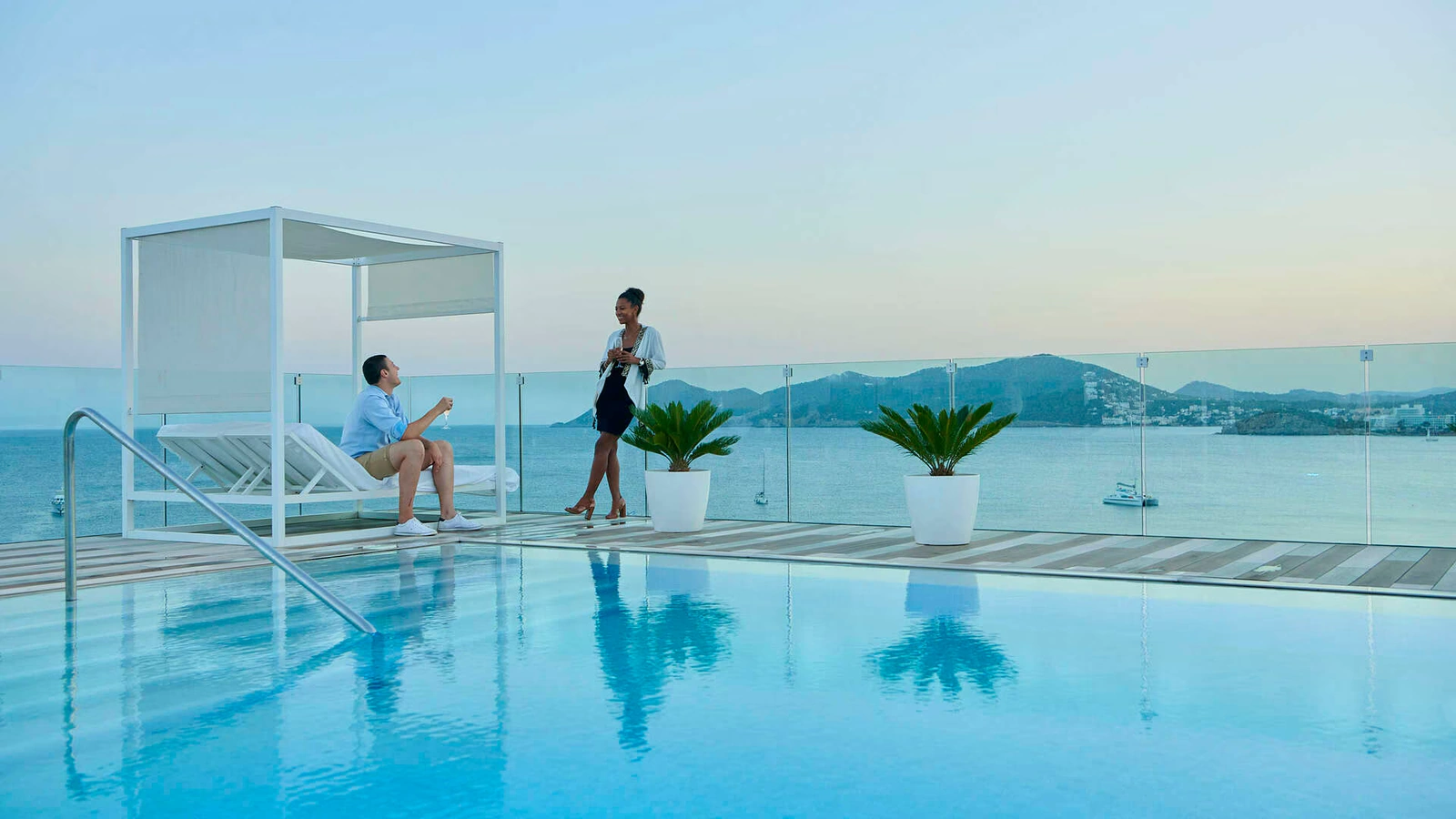 The infinity pool and sea horizon at Iberostar Selection Santa Eulalia, Ibiza