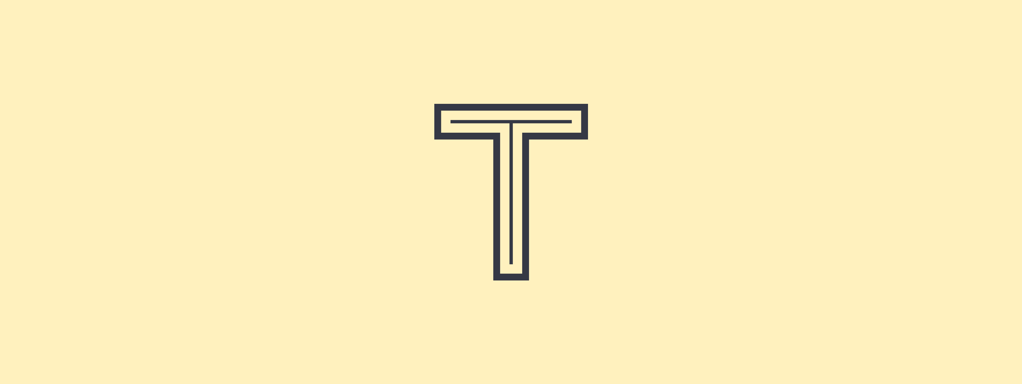 Stylized "T" monogram in a traditional serif typeface, centered on a background of dynamically patterned diamonds. The repeating pattern includes intricate floral-like designs, suggesting movement and visual texture.
