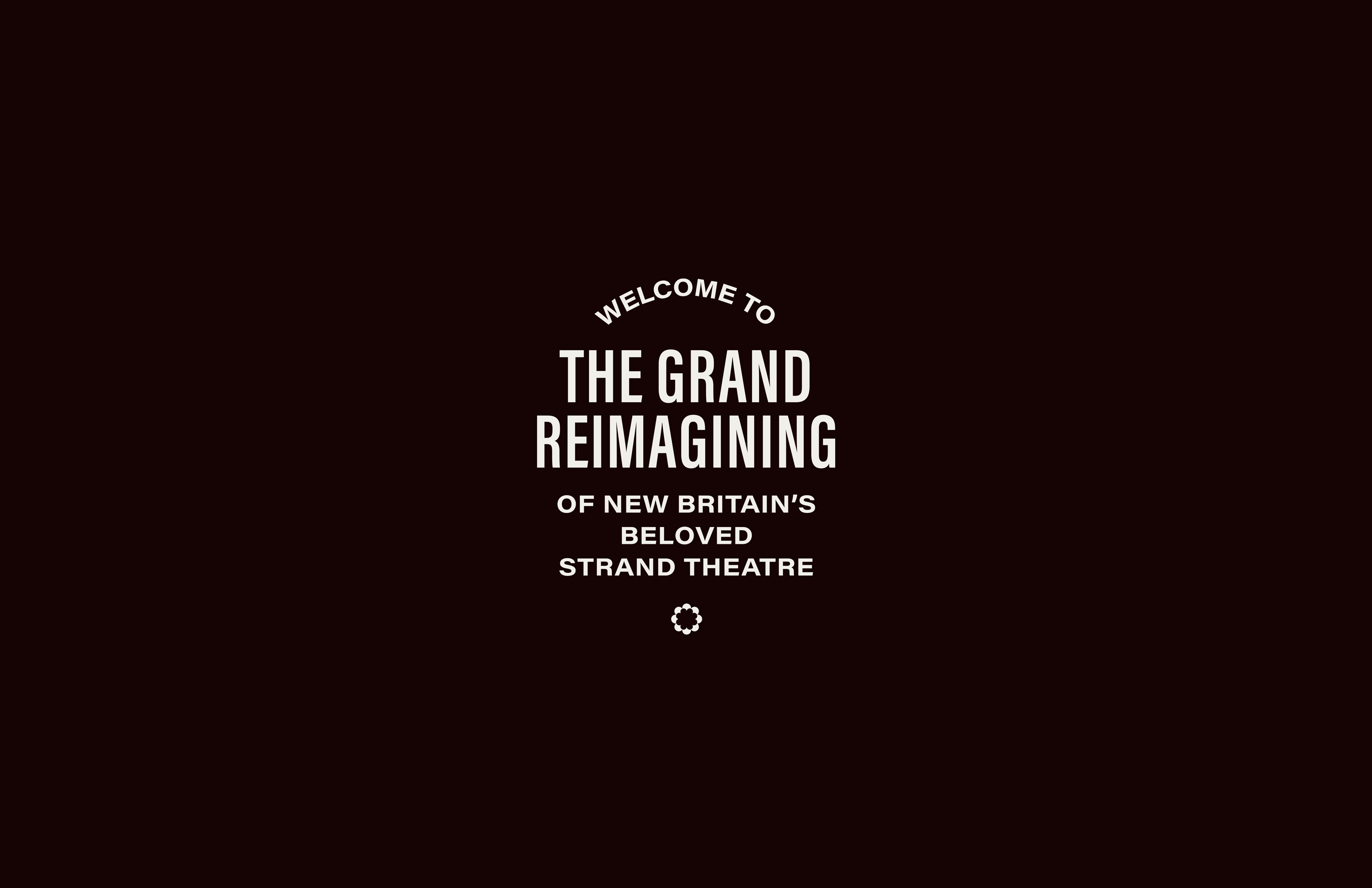 Text-based graphic promoting The Strand, transitioning between logos and taglines.