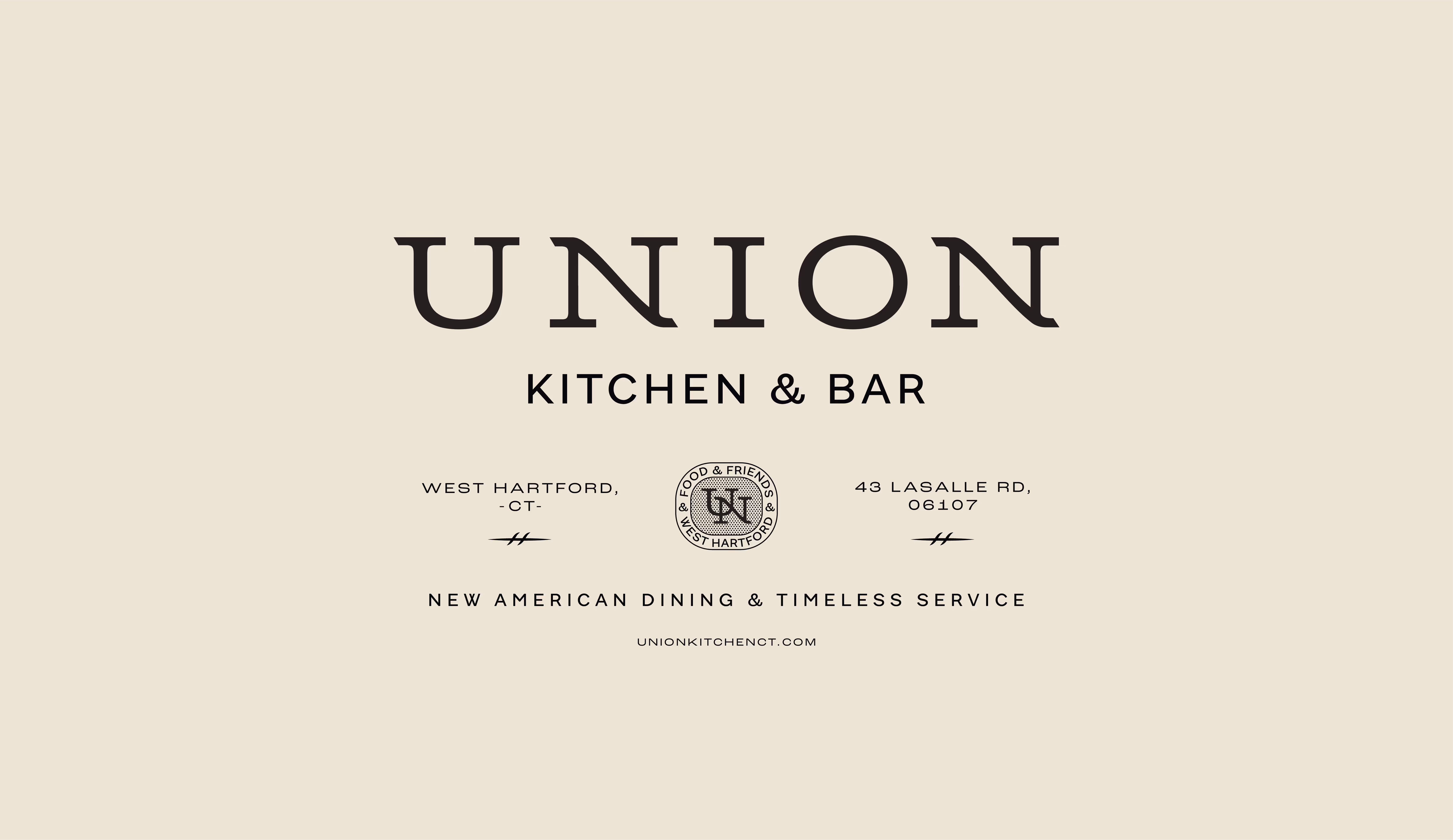 The Union Kitchen word mark and supporting brand typography, inspired by classic American bistro branding.