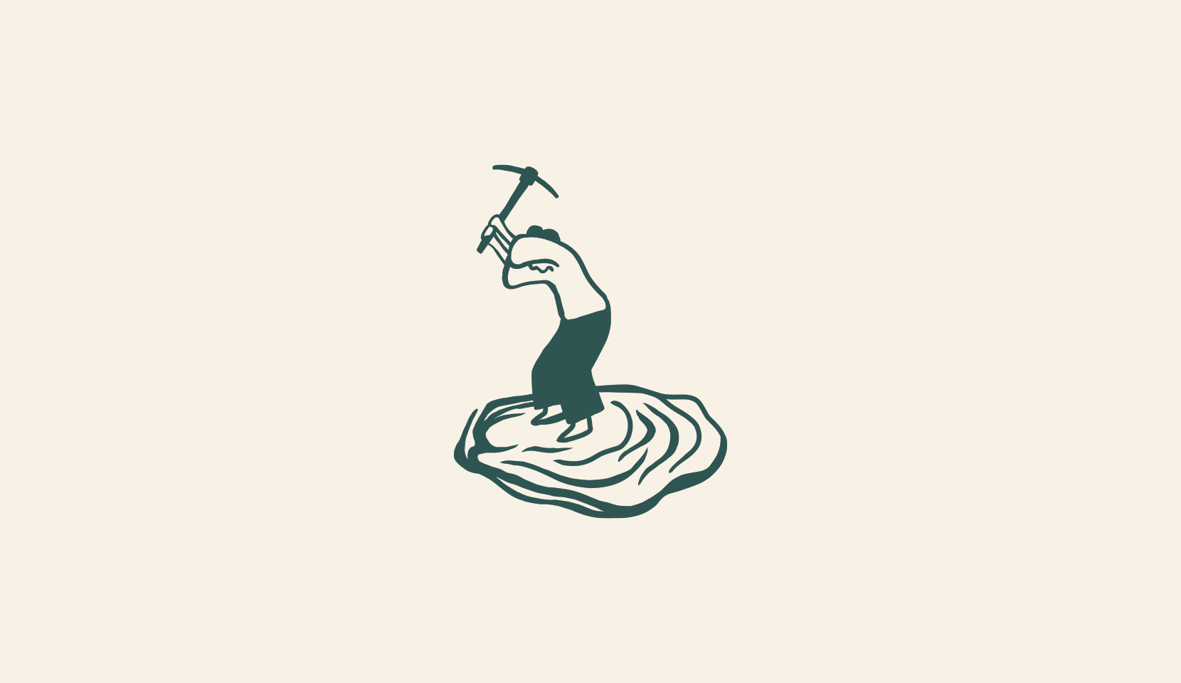 Animated transition between stylized icons, in a teal color palette against a beige background.