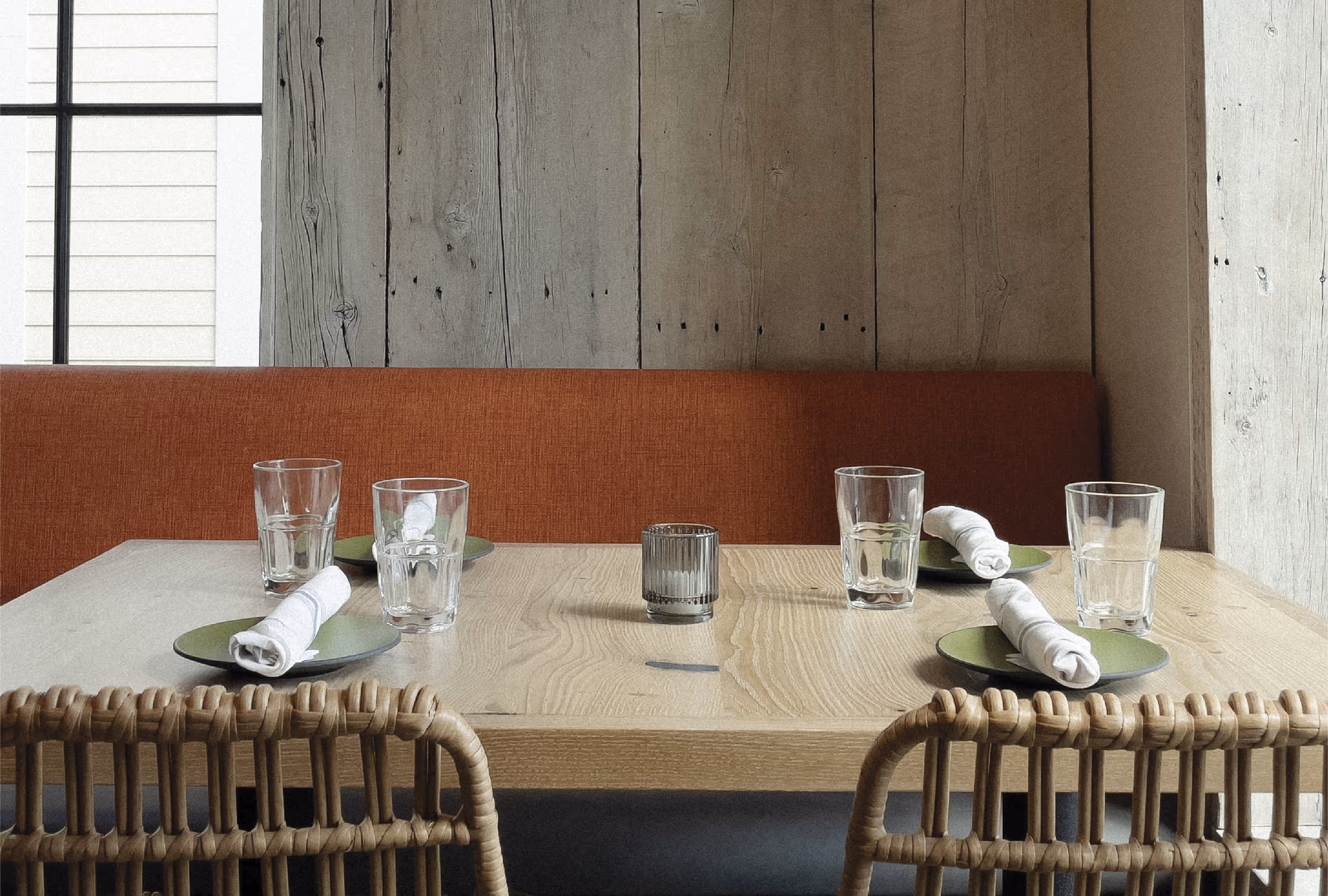 A photo of a Newtown, CT Mexican restaurant's table seating.