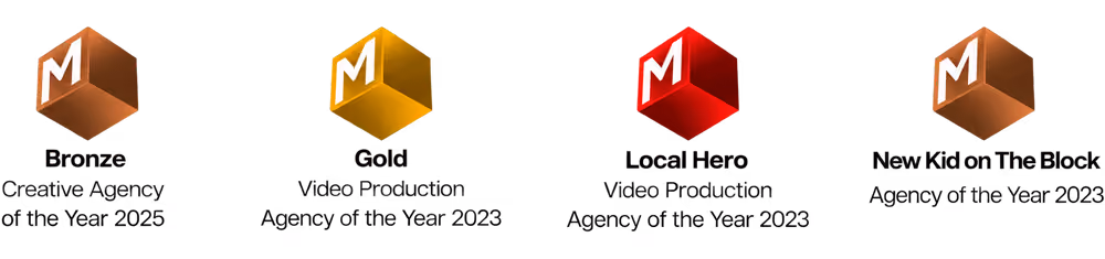 Superminted has won Bronze Creative Agency of the Year 2025, Gold Video Production Agency of the Year 2023, Local Hero Video Production Agency of the Year 2023, and New Kid on The Block Agency of the Year 2023 - from Marketing-Interactive Agency of the Year Awards.