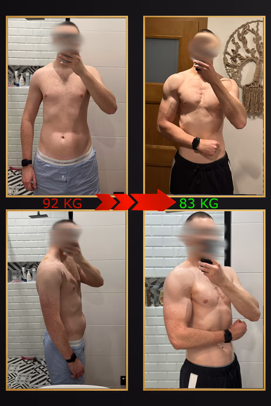 Metamorfoza Marka, rekompozycja i budowa masy mięśniowej z 92 do 83 kg w 9 miesięcy z trenerem online SadowskiTrenuje
