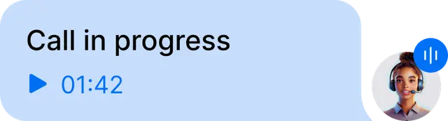 Customer service representative on call with timer showing 1:42