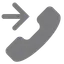 Gray telephone handset icon with an arrow pointing to the right