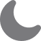Gray crescent moon icon on white background