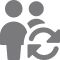 People icons with synchronization or refresh symbol