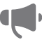Gray megaphone icon representing communication or announcement