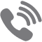 Gray phone receiver icon with wireless signal waves