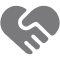 Heart-shaped handshake symbolizing unity, partnership, and compassion