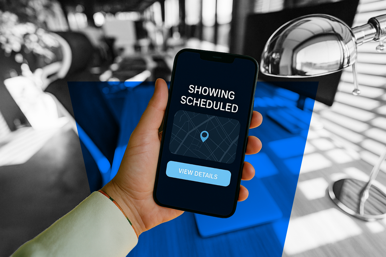 Phone screen displaying showing scheduled map with view details button