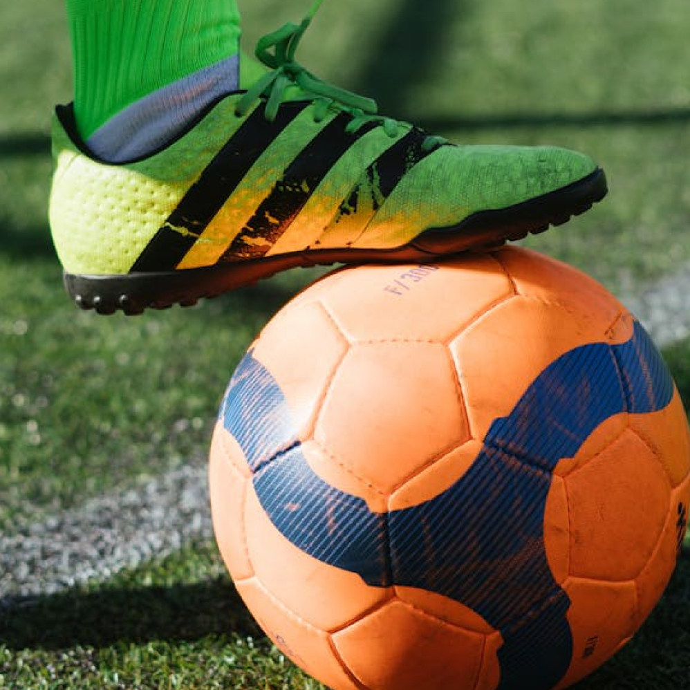foot on a soccer ball