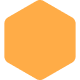 Simple orange hexagon shape on white background.