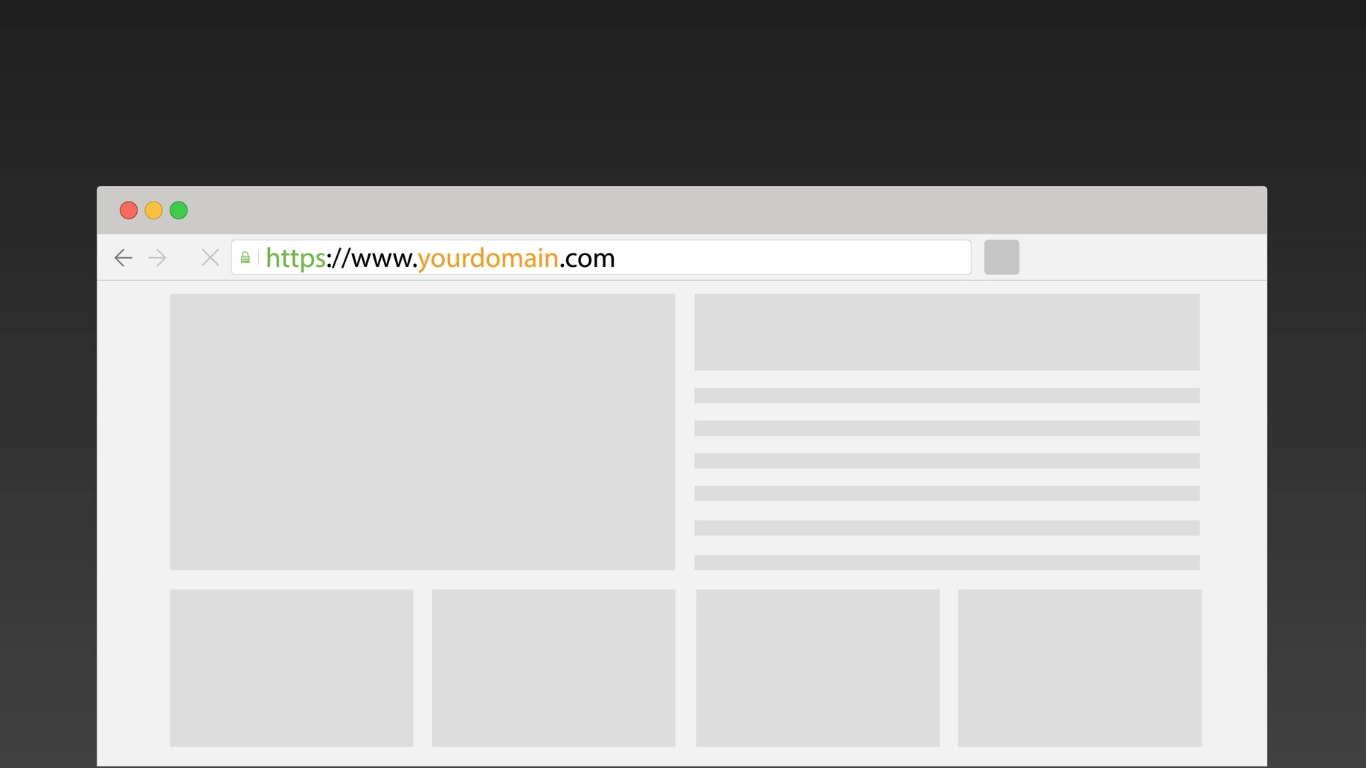 Browser address bar with a custom domain example: yourdomain.com