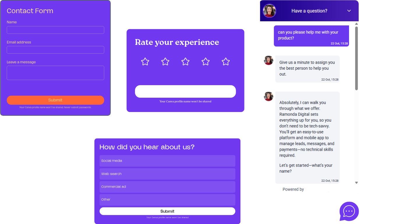 Image showing forms, widgets, chatbot for user experience improvements
