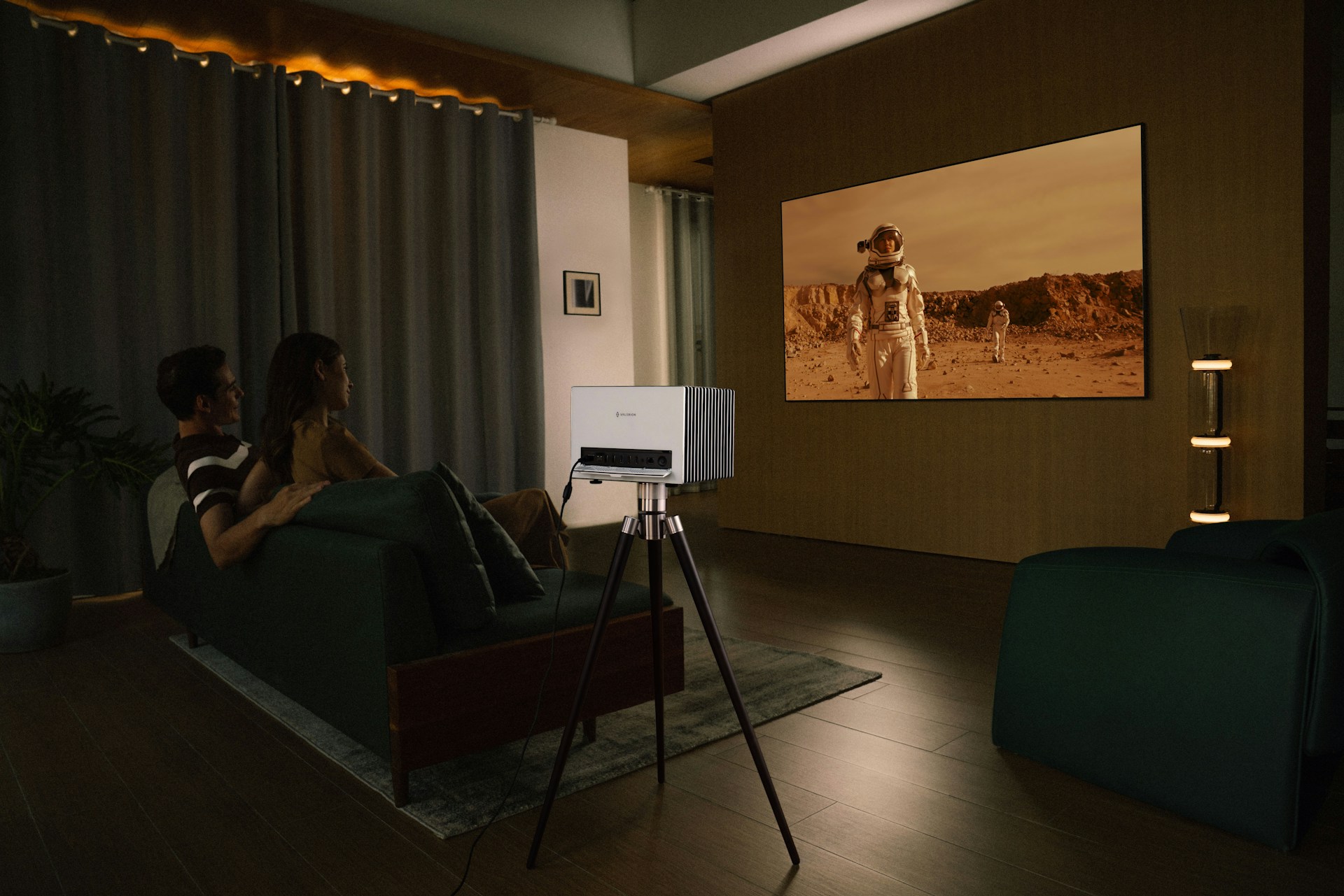 Home theatre built into custom millwork