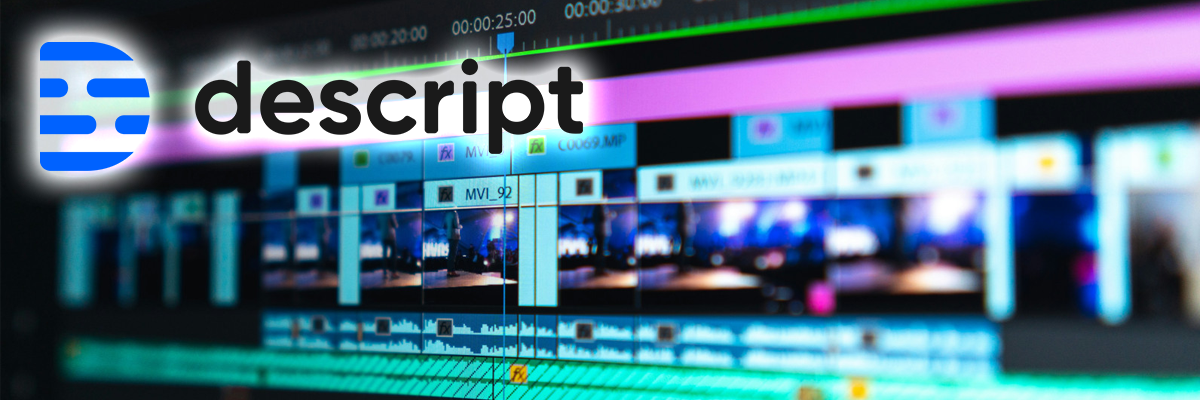 Descript AI video editing interface logo, highlighting automated content creation tools for LATAM creators.