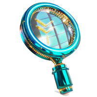 alt="Glowing magnifying glass icon for curated AI resources tailored for LATAM creators and SMEs."