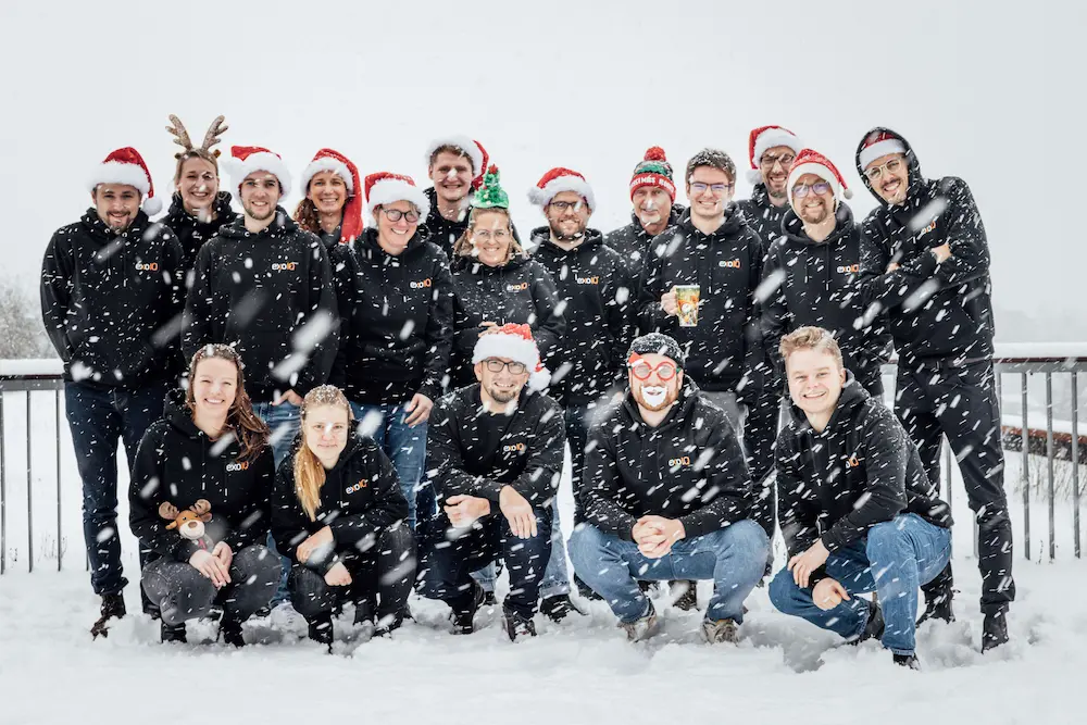exoIQ team photo during the Christmas season