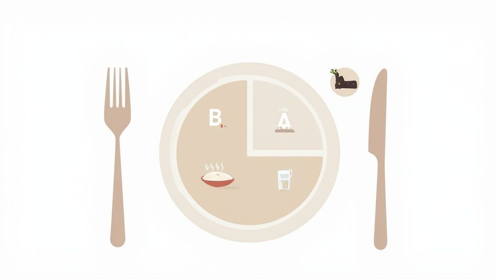 A healthy meal with lean protein, vegetables, and complex carbs.