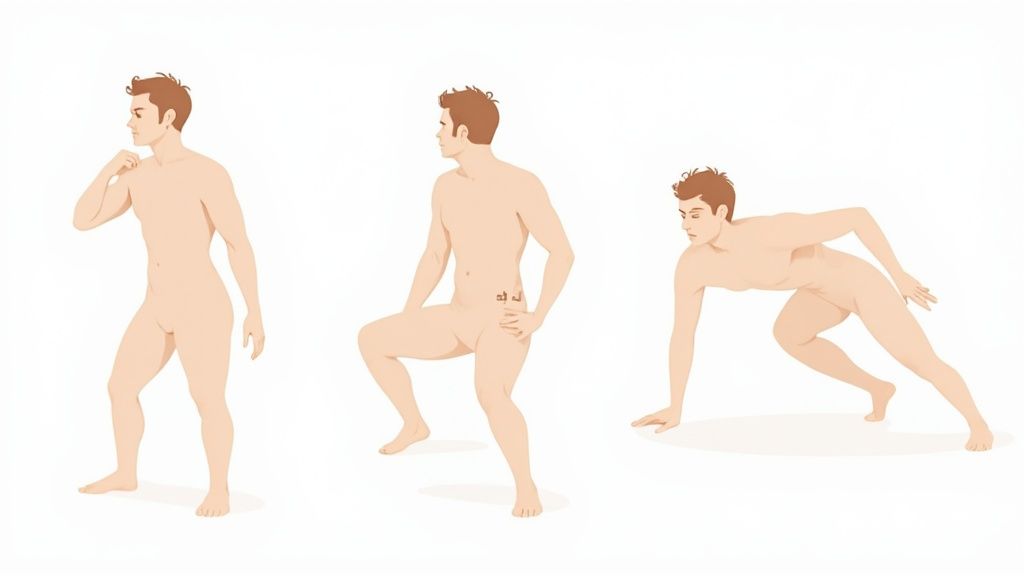 A person lying on a yoga mat performing a gentle back stretch.