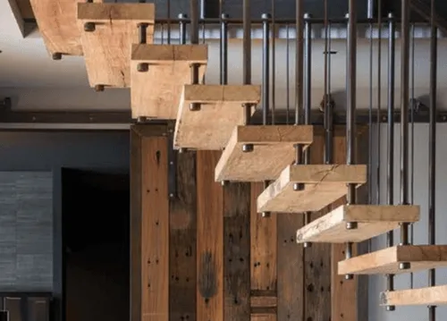 Stair Treads sawn from rustic recycled ironbark hardwood power and wharf poles. Supplied By Renovo Timbers