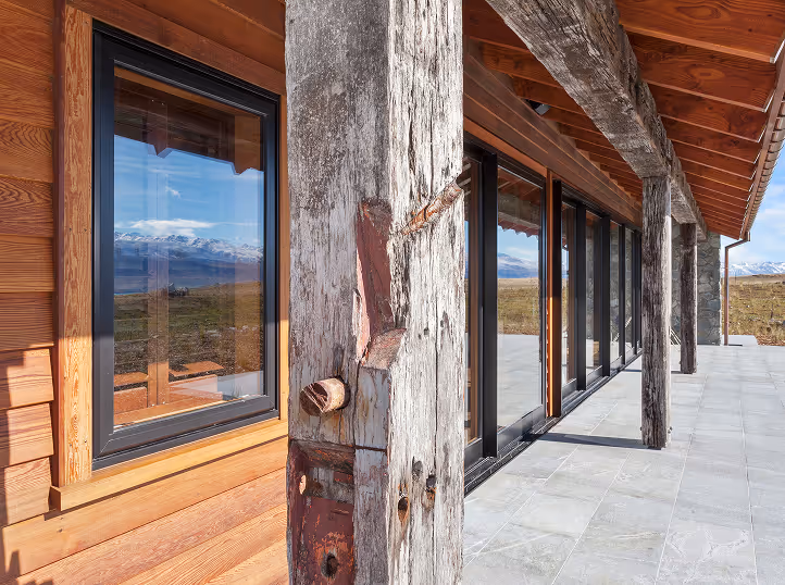 Rustic Feature hardwood beam of house recycled from wharf piles - supplied by renovo timbers.