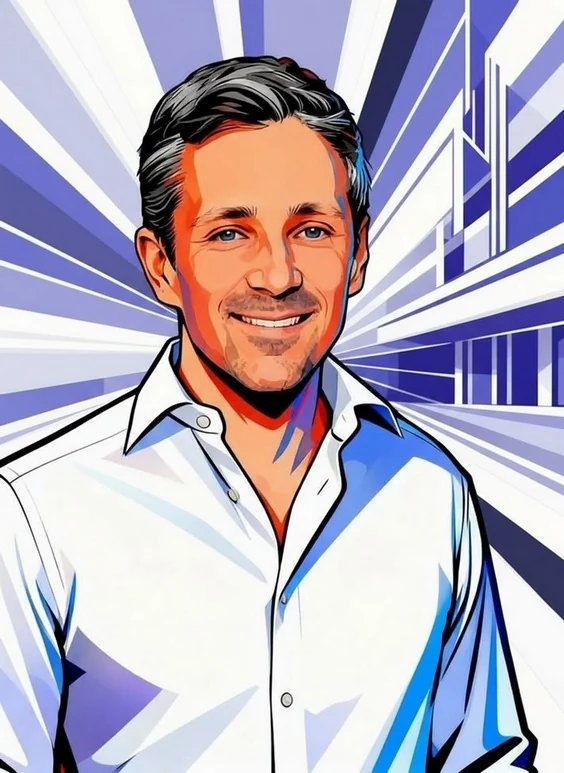 Illustration von Mark Königer, Gründer von aimeon, als Symbol für Mensch und Technologie.