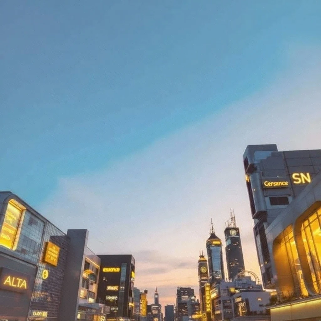 Leuchtende Stadtansicht als Symbol für Strategie und Digitalisierung