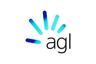 AGL logo with stylized blue rays above the letters 'agl'.