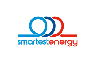 Smartest Energy company logo with stylized overlapping blue and red rings above the company name in blue and red text.
