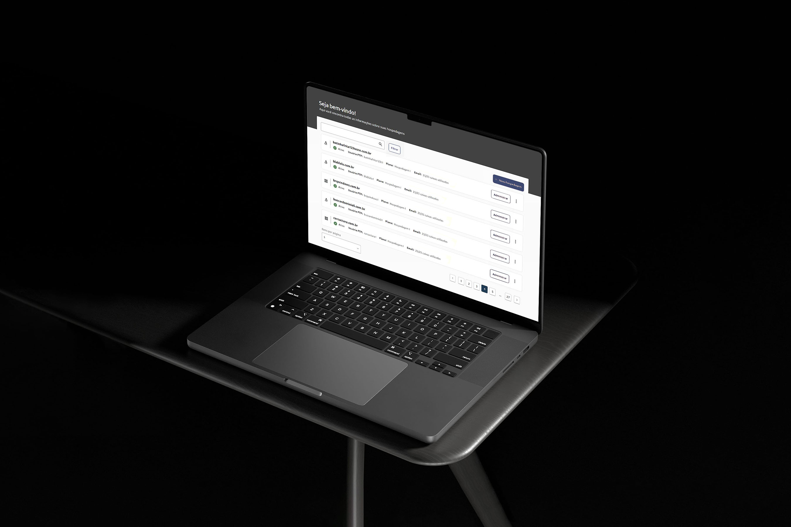 Notebook showing a list of websites on a black-and-white screen photo