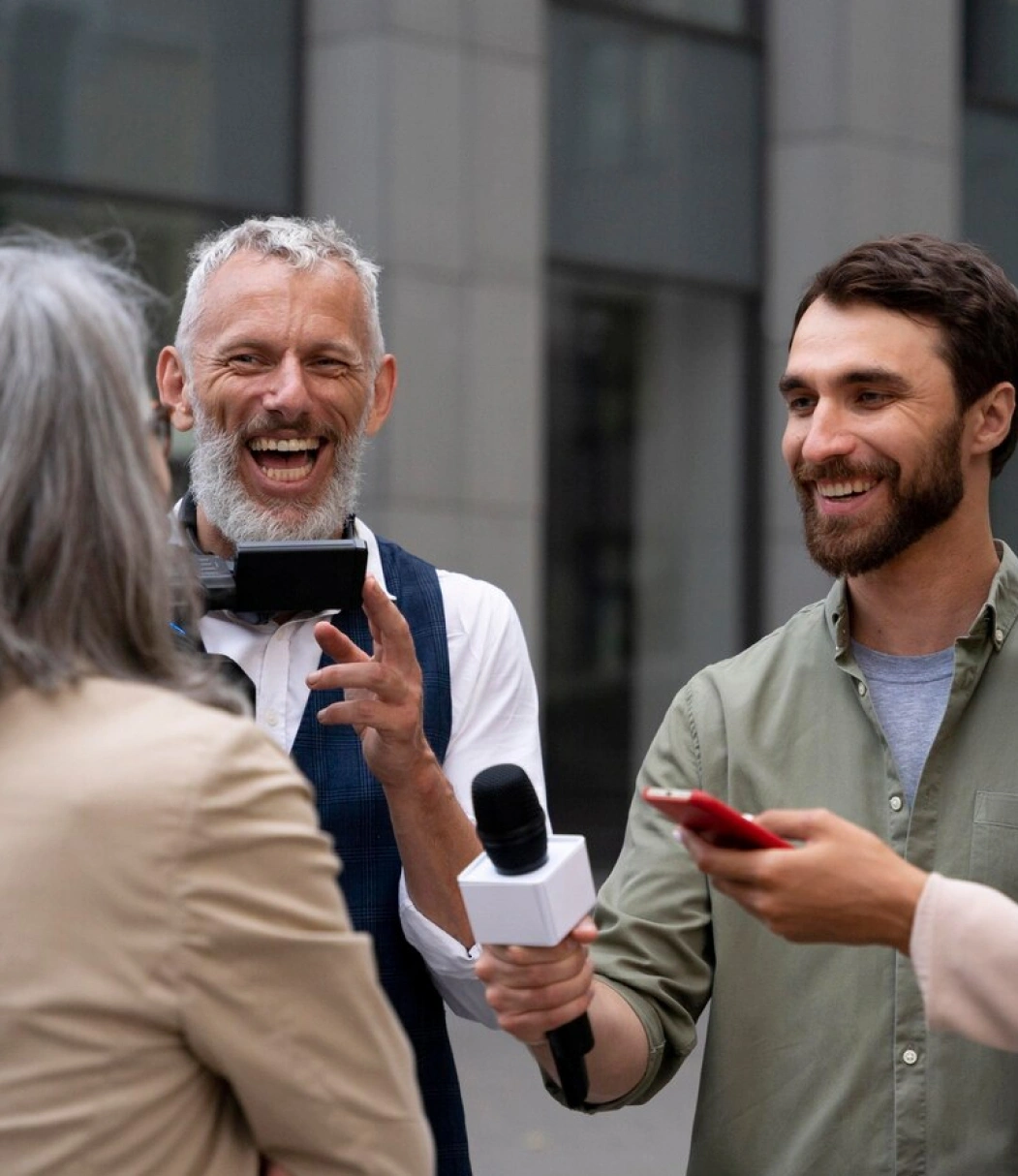 Reporters Taking Interview