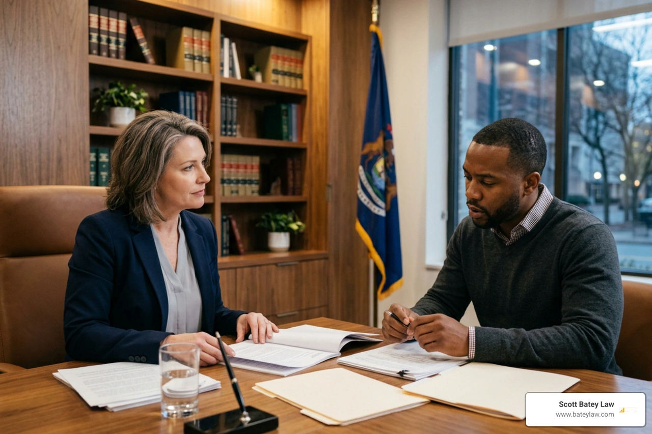 Client consultation with a workplace rights lawyer in Michigan Client consultation with a workplace rights lawyer in Michigan