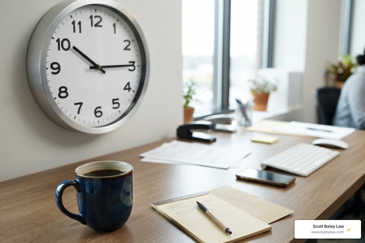 Clock showing 15 minutes of compensable break time Clock showing 15 minutes of compensable break time