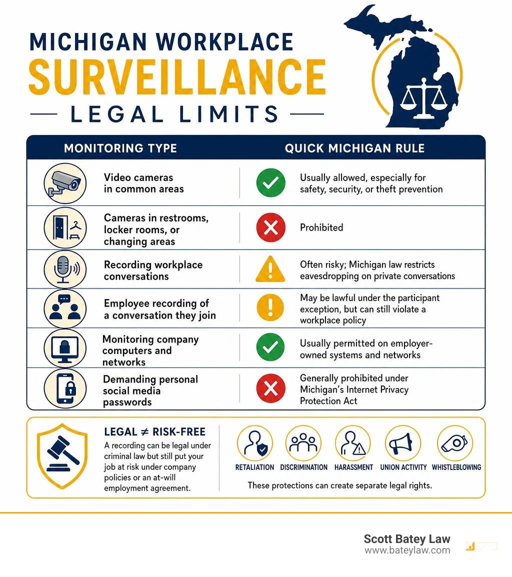 Michigan workplace surveillance legal limits infographic infographic Michigan workplace surveillance legal limits infographic infographic