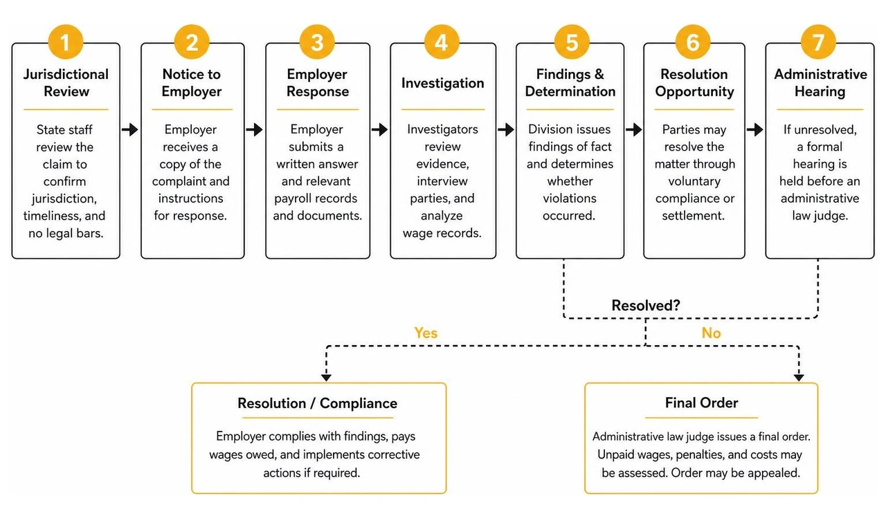 Michigan Wage and Hour Division investigation workflow