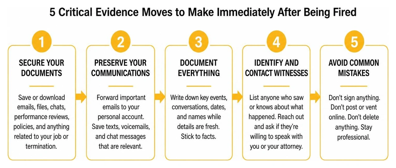 diagram of the 5 critical evidence moves to make immediately after being fired diagram of the 5 critical evidence moves to make immediately after being fired