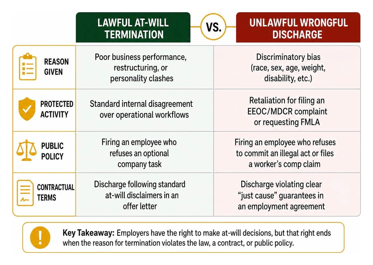lawful versus unlawful employment termination comparison