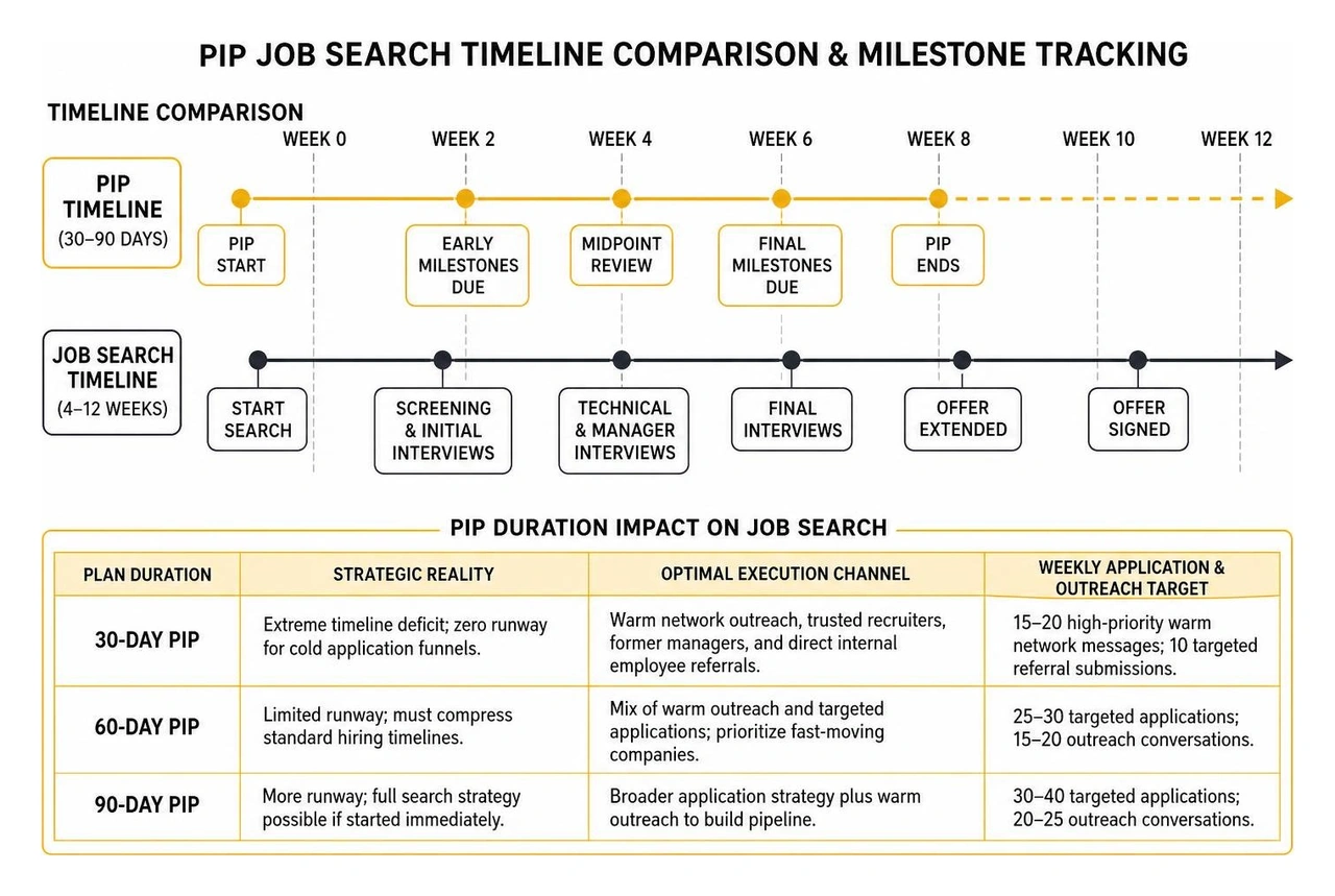 PIP job search timeline comparison and milestone tracking PIP job search timeline comparison and milestone tracking