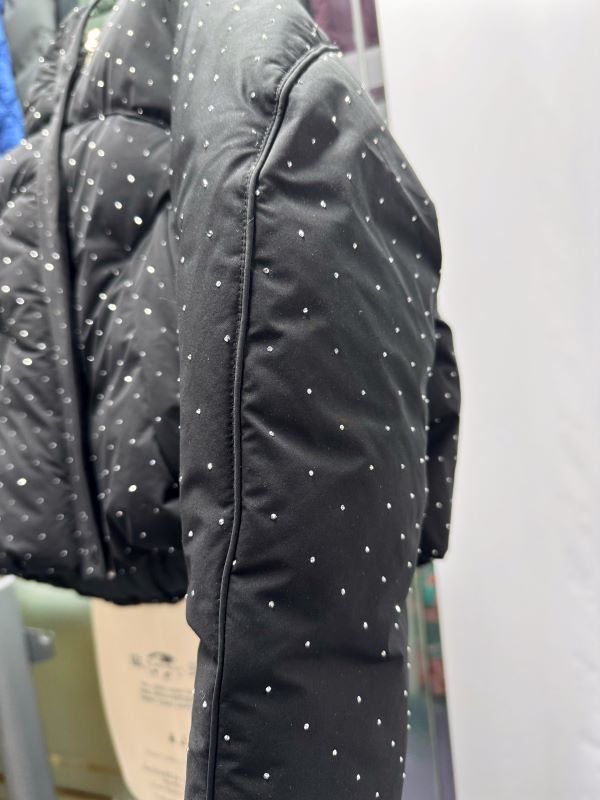 padded jacket fully embellished with heat-pressed rhinestones