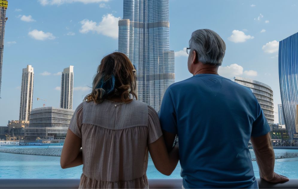 Modern Dubai skyline with luxury apartments