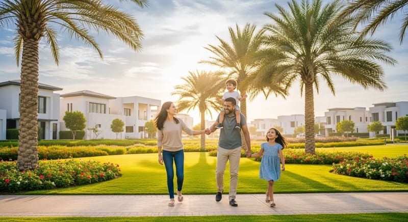 Family in Dubailand community park