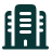 Green icon of a tall office building with many windows and an entrance.