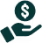 Hand holding a dollar sign symbol representing money or financial support.