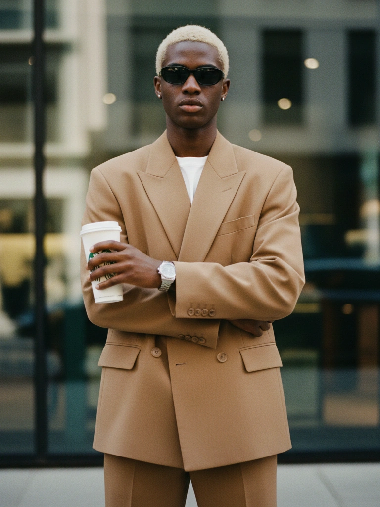 Beige suit street style