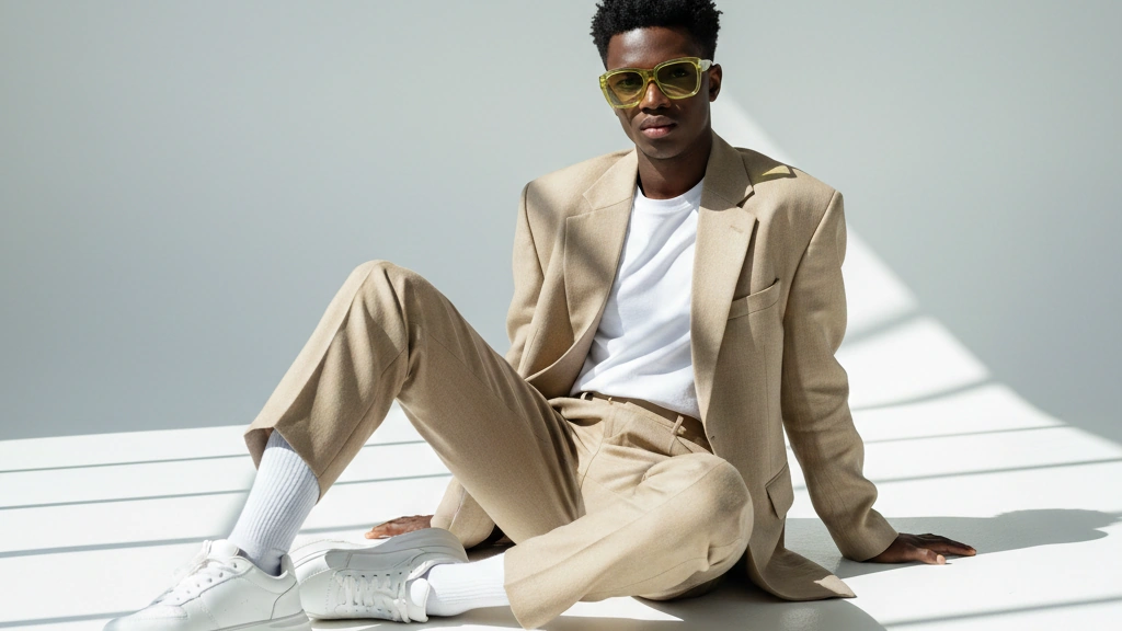 Beige suit sitting - BANUCCI